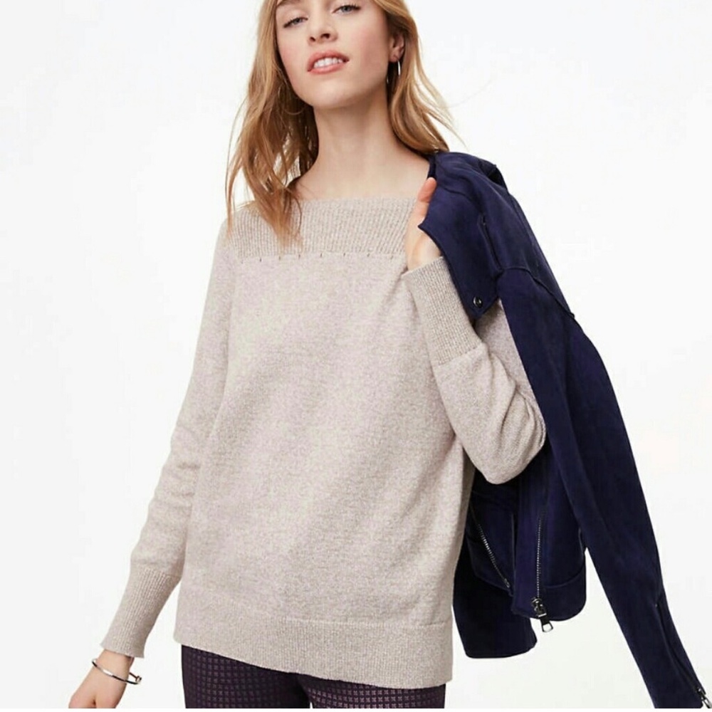 LOFT | Boat Neck Pullover Sweater Top | Size M | Classic Neutral